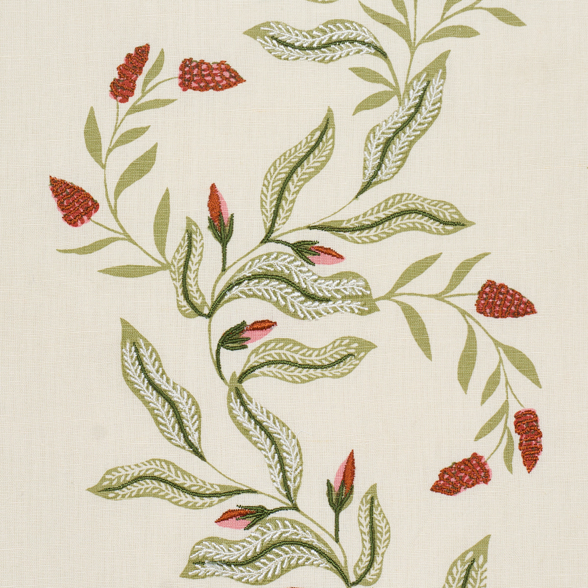 Vagary Vines fabric in watermelon color - pattern number 182642 - by Schumacher in the Laura Gonzalez collection
