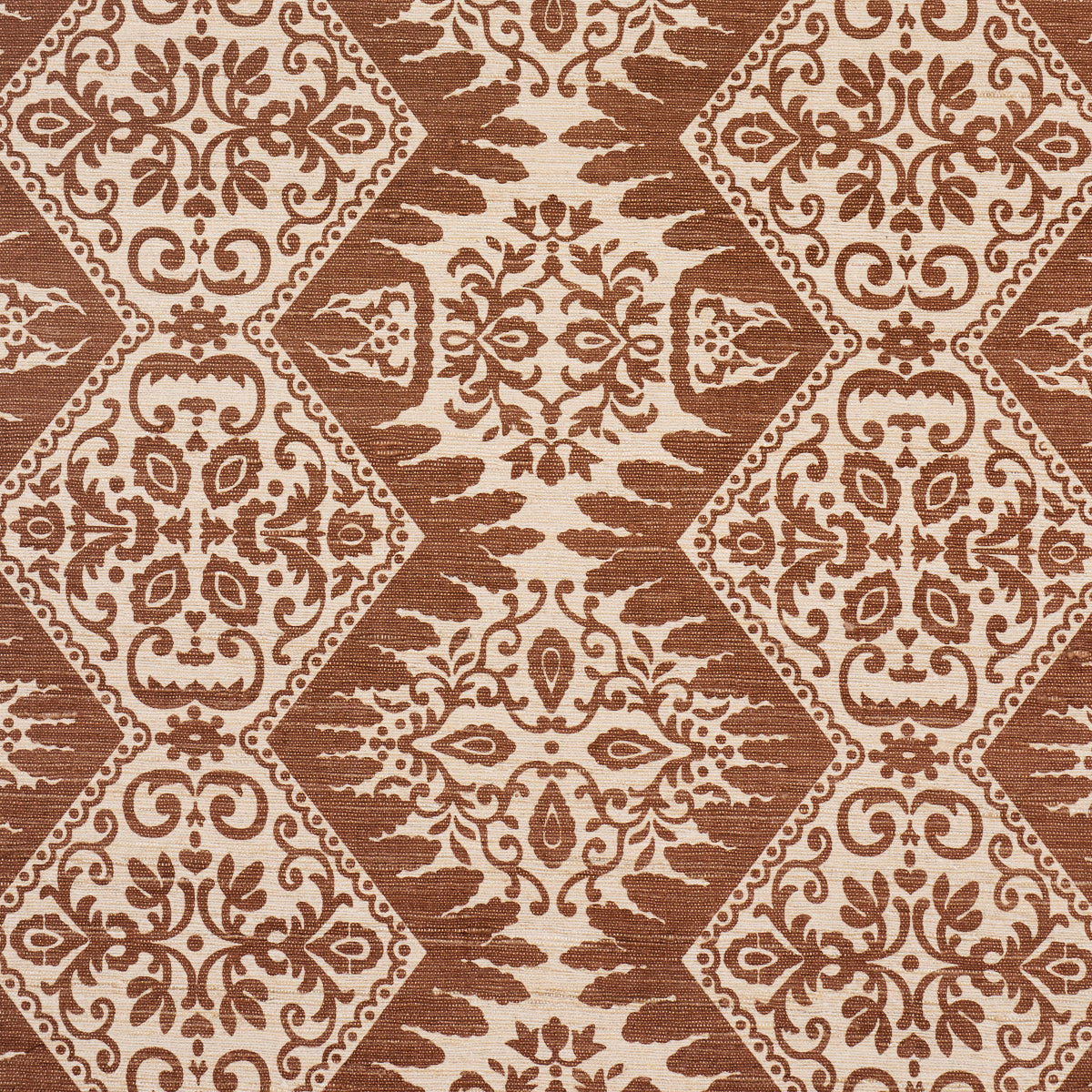 Berkeley Hand Printed Silk fabric in chestnut color - pattern number 182700 - by Schumacher in the Williamsburg collection