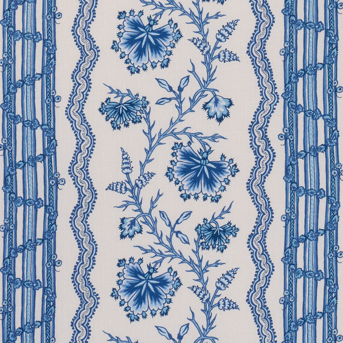 Parvati Floral Stripe fabric in delft color - pattern number 182712 - by Schumacher in the Williamsburg collection