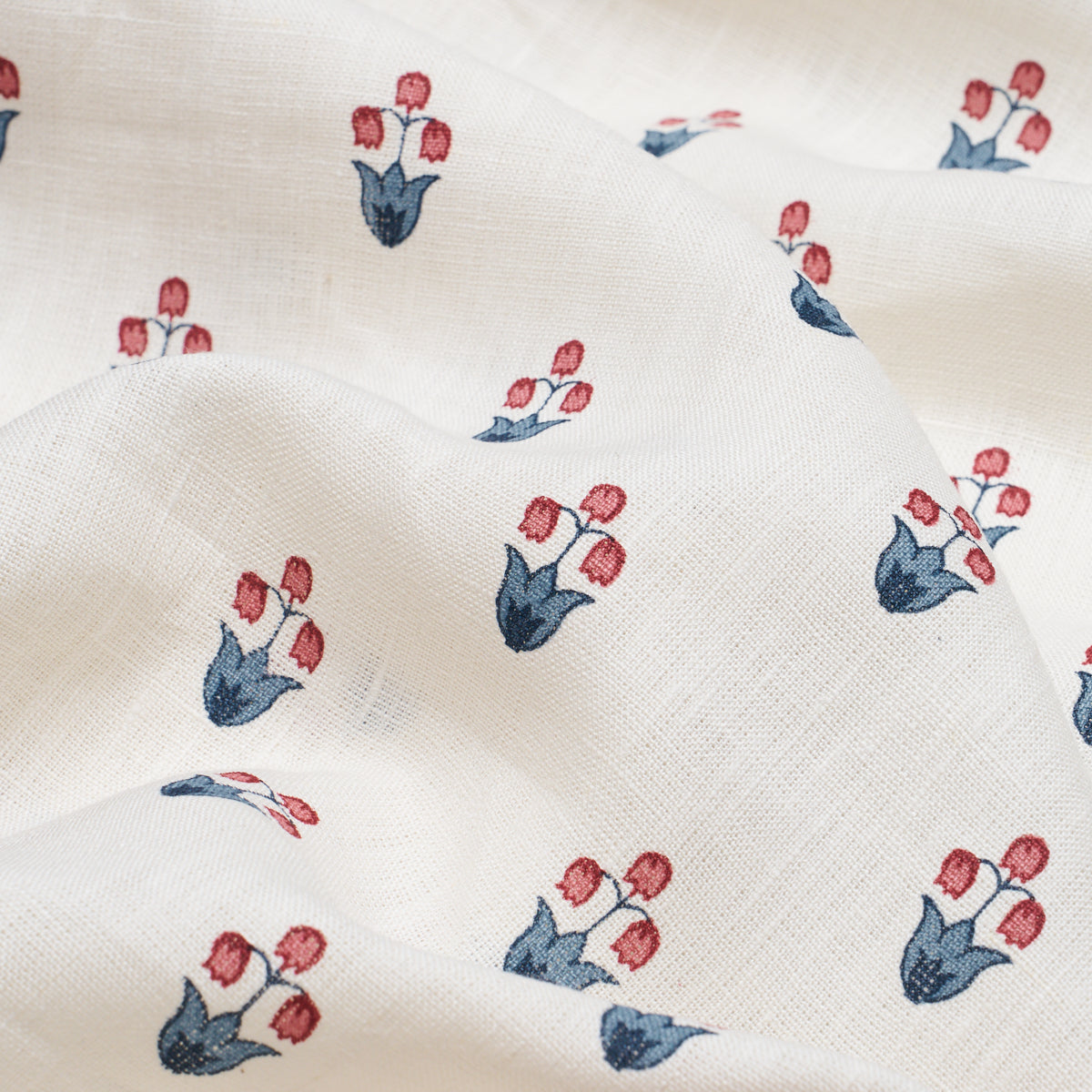 Moira Hand Print fabric in blue &amp; red color - pattern number 182722 - by Schumacher in the Prairie collection