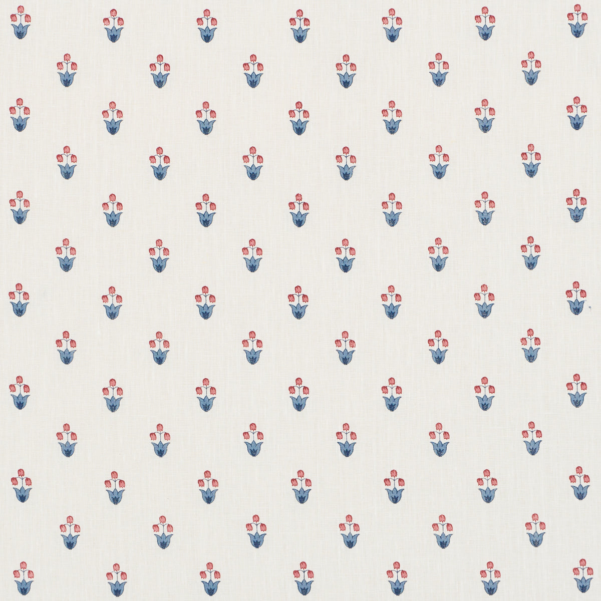 Moira Hand Print fabric in blue &amp; red color - pattern number 182722 - by Schumacher in the Prairie collection