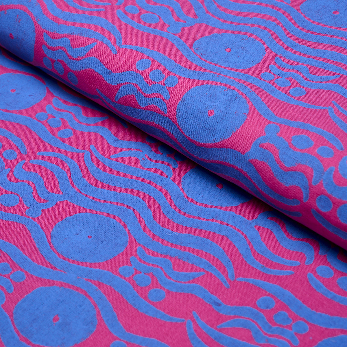Bosphorus Hand Block fabric in fuchsia &amp; blue color - pattern number 182741 - by Schumacher in the Drusus Tabor collection