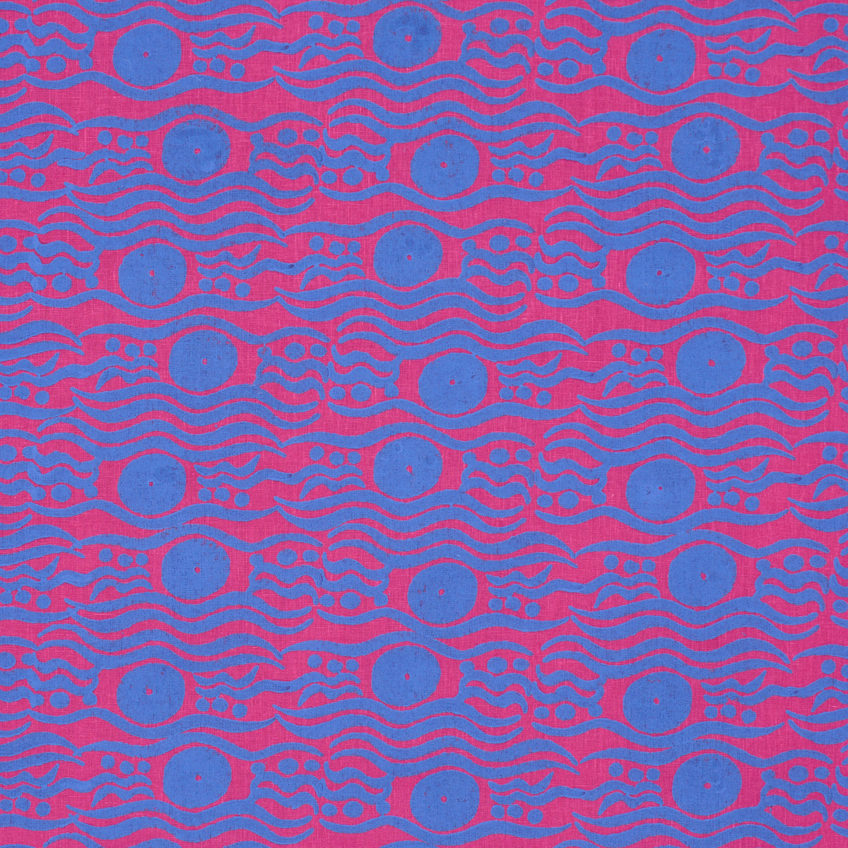 Bosphorus Hand Block fabric in fuchsia &amp; blue color - pattern number 182741 - by Schumacher in the Drusus Tabor collection