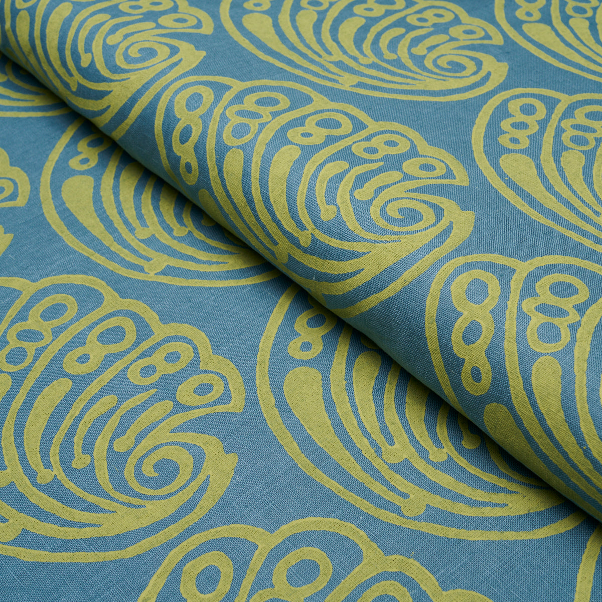 Ramsgate Hand Block fabric in seaweed color - pattern number 182751 - by Schumacher in the Drusus Tabor collection
