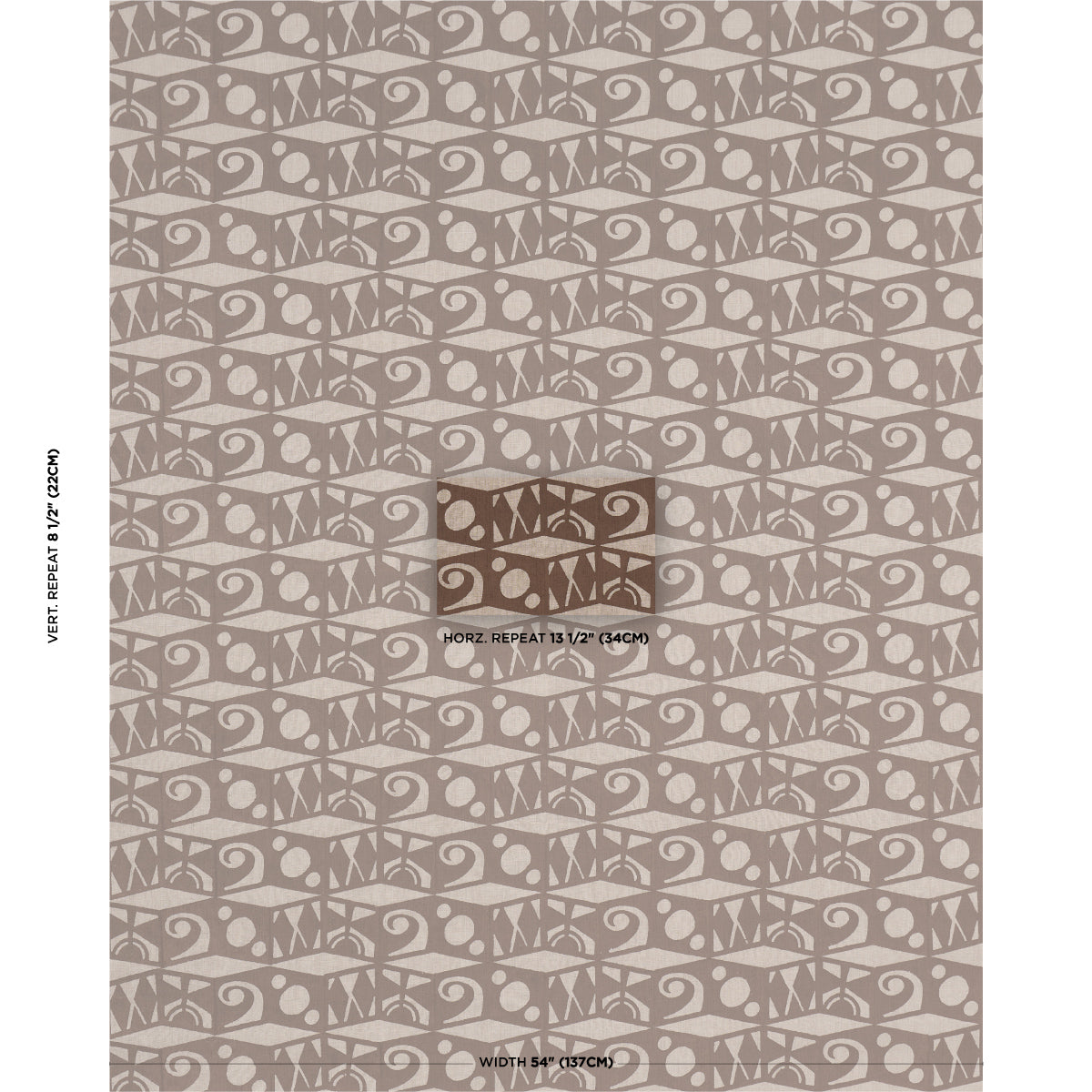 Tarot Hand Block fabric in brown color - pattern number 182760 - by Schumacher in the Drusus Tabor collection