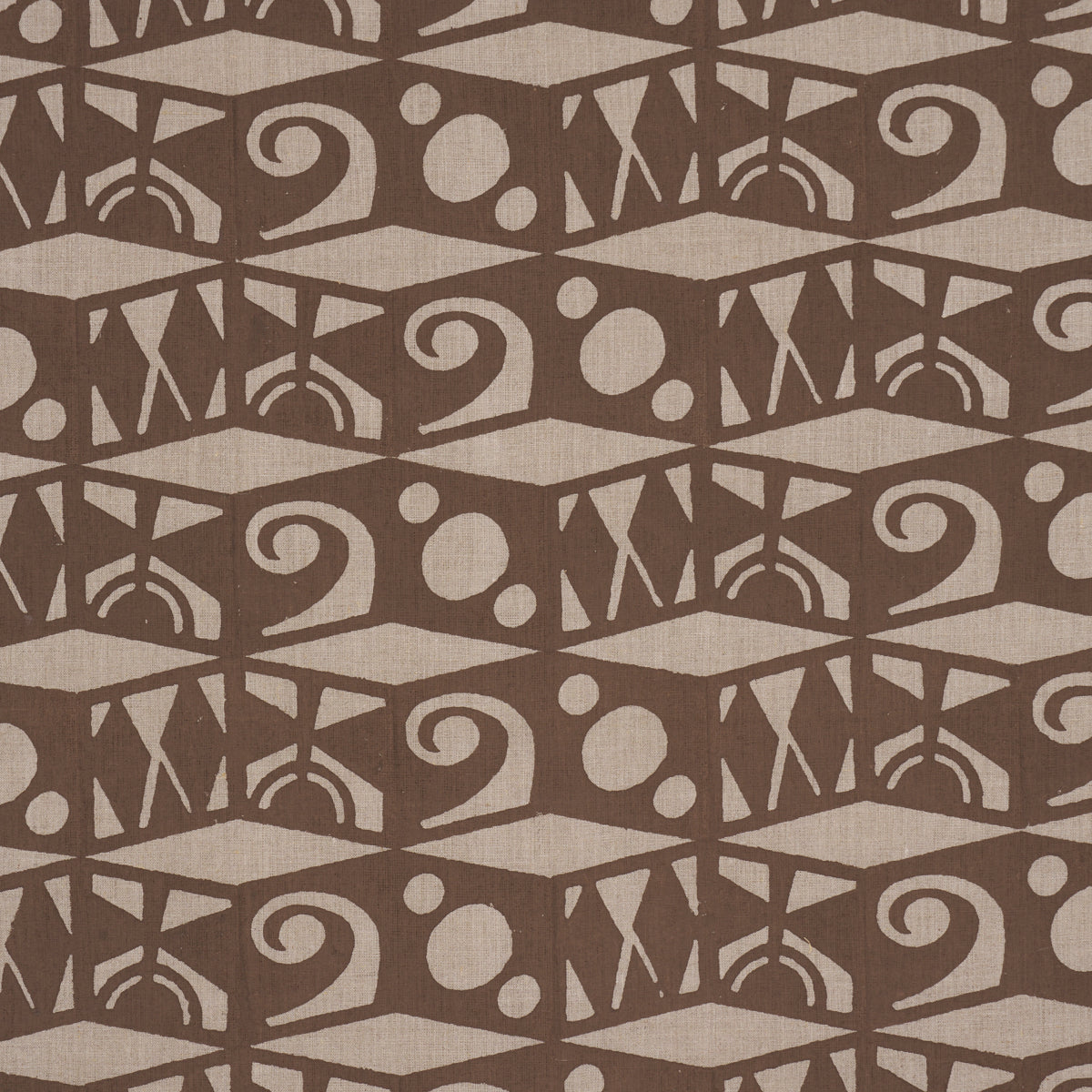 Tarot Hand Block fabric in brown color - pattern number 182760 - by Schumacher in the Drusus Tabor collection