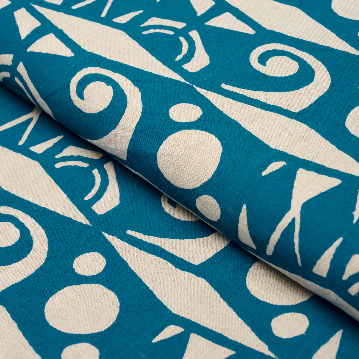 Tarot Hand Block fabric in mineral blue color - pattern number 182761 - by Schumacher in the Drusus Tabor collection