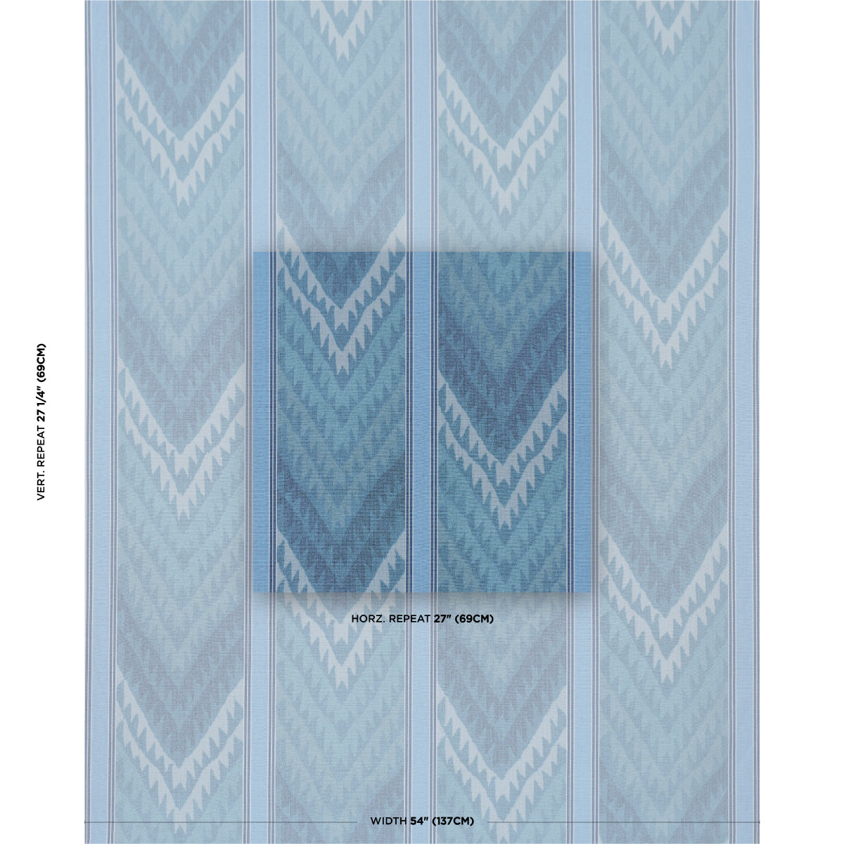 Shabba Warp Print fabric in blues color - pattern number 182771 - by Schumacher in the True Stripes collection