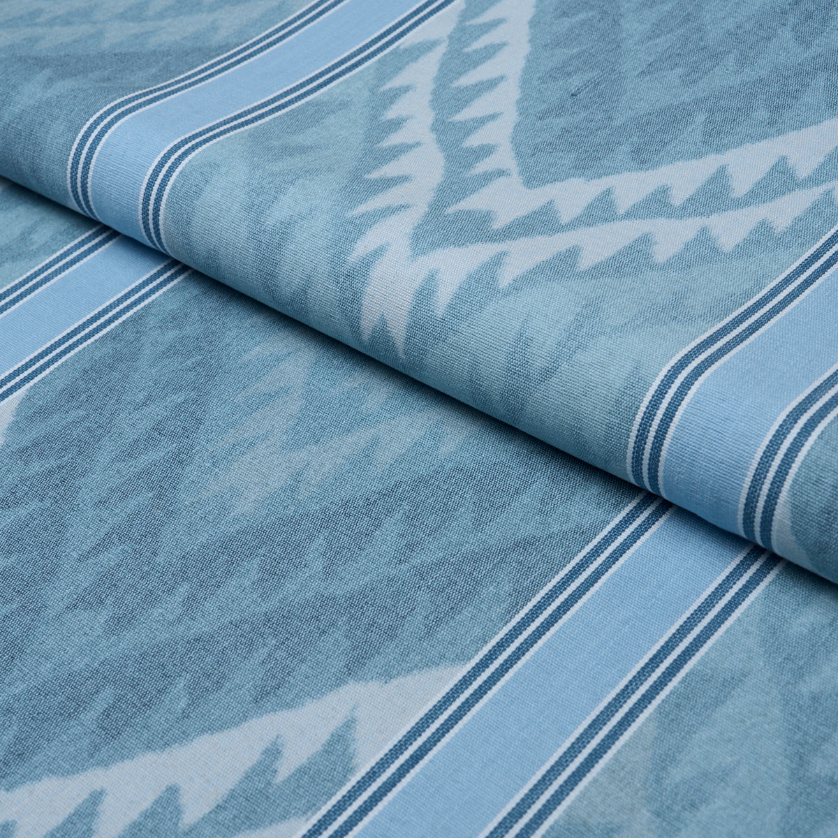 Shabba Warp Print fabric in blues color - pattern number 182771 - by Schumacher in the True Stripes collection