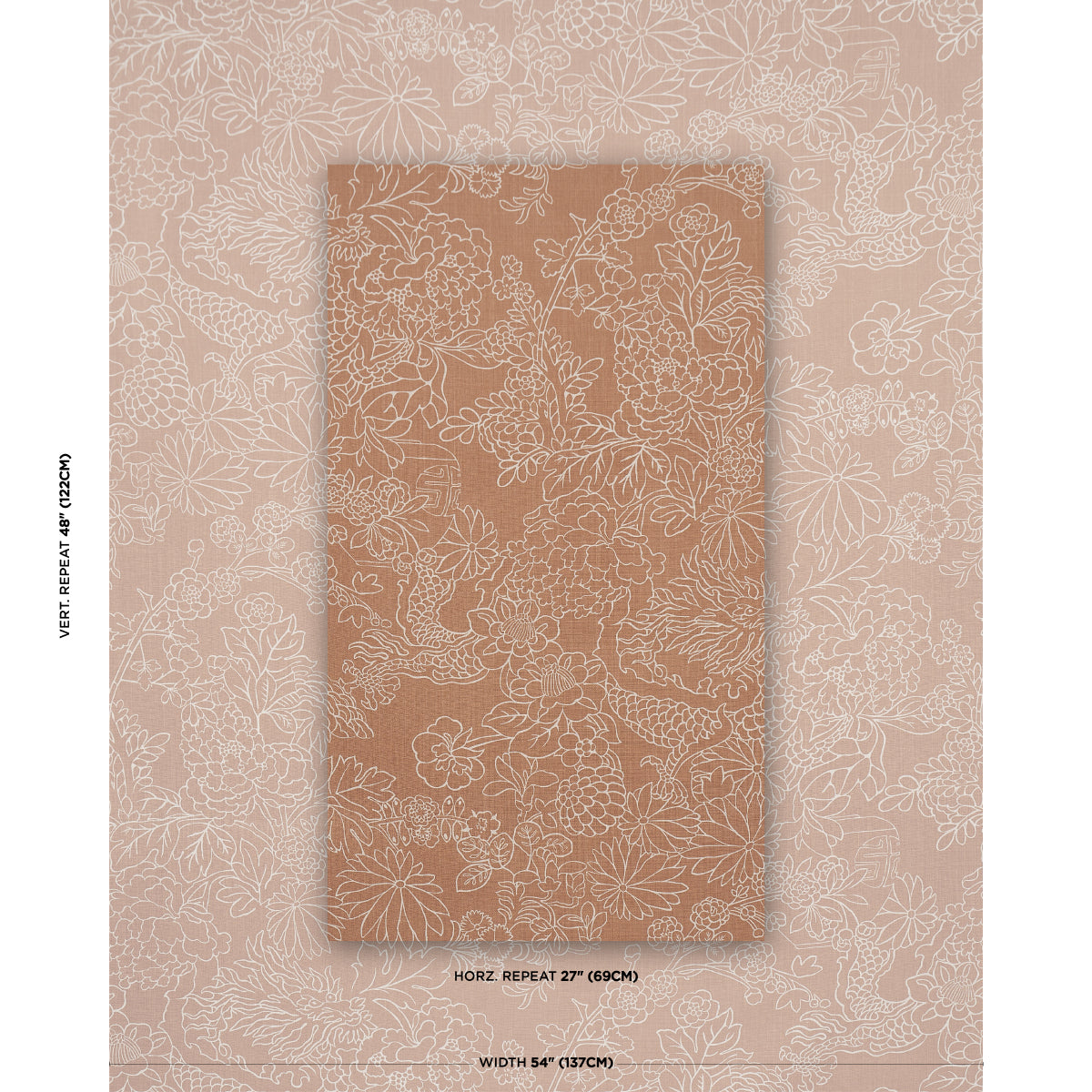 Chiang Mai Dragon Silhouette fabric in mediterranean spice color - pattern number 182781 - by Schumacher in the Atelier Paris collection