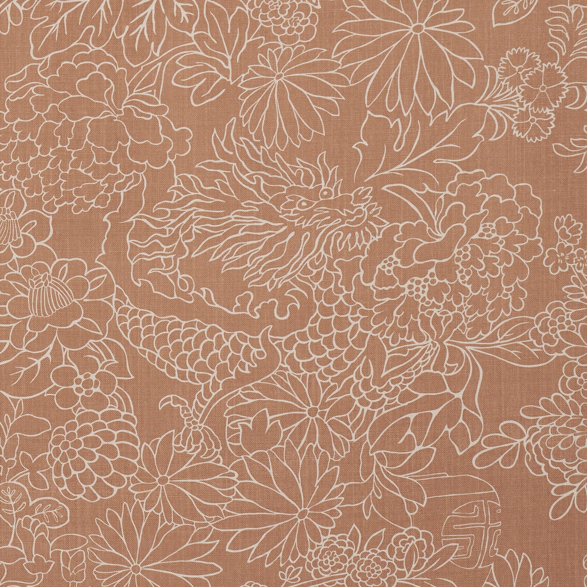 Chiang Mai Dragon Silhouette fabric in mediterranean spice color - pattern number 182781 - by Schumacher in the Atelier Paris collection