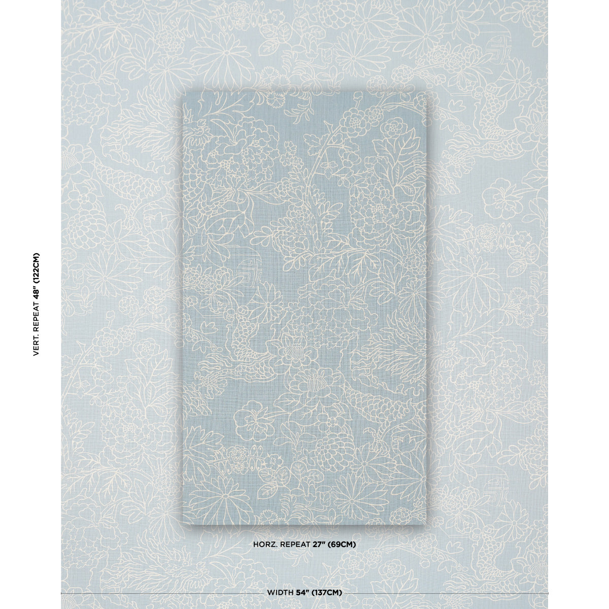 Chiang Mai Dragon Silhouette fabric in ciel de provence color - pattern number 182782 - by Schumacher in the Atelier Paris collection