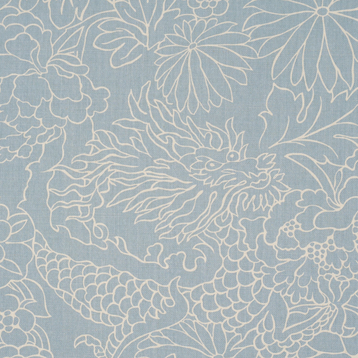 Chiang Mai Dragon Silhouette fabric in ciel de provence color - pattern number 182782 - by Schumacher in the Atelier Paris collection