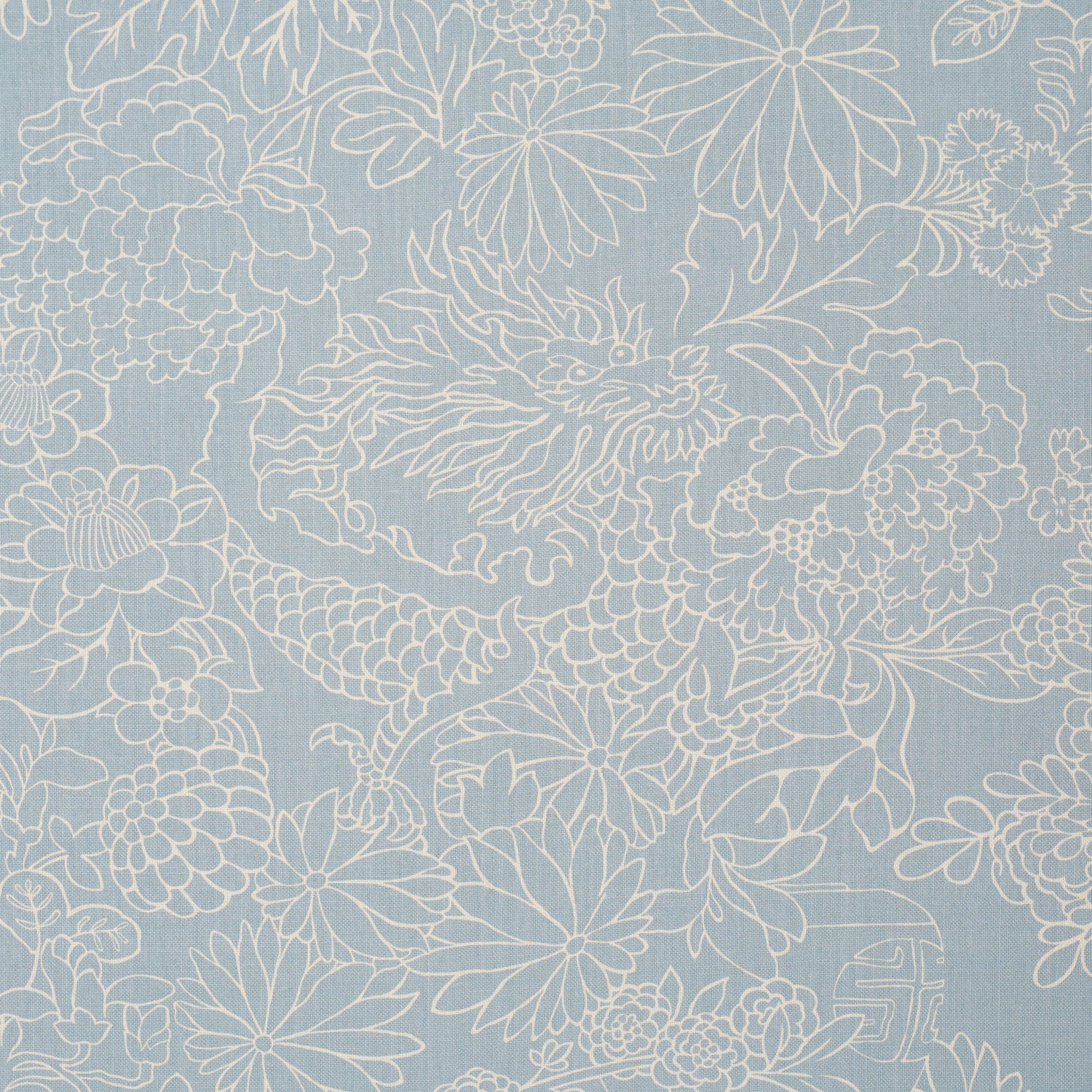 Chiang Mai Dragon Silhouette fabric in ciel de provence color - pattern number 182782 - by Schumacher in the Atelier Paris collection