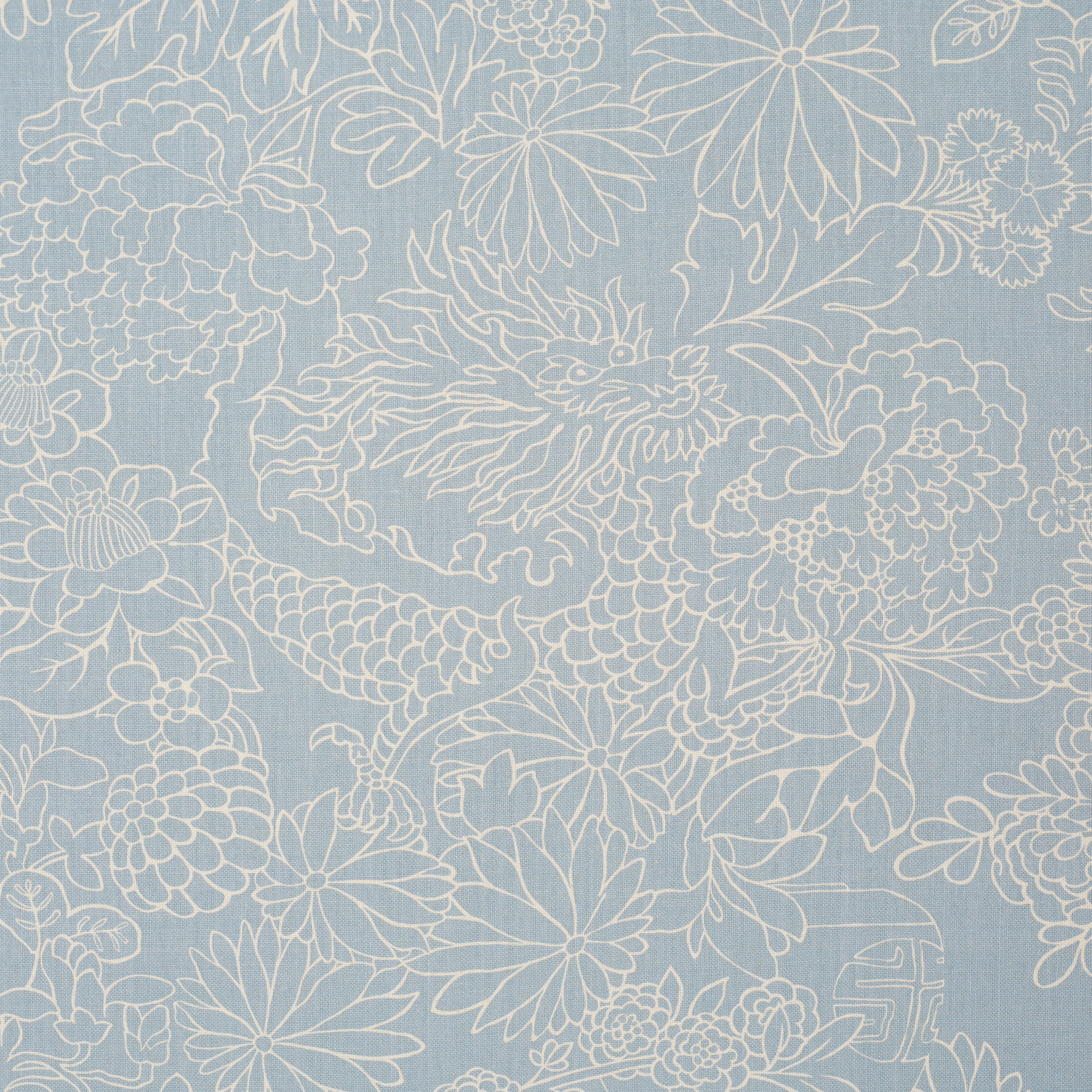 Chiang Mai Dragon Silhouette fabric in ciel de provence color - pattern number 182782 - by Schumacher in the Atelier Paris collection