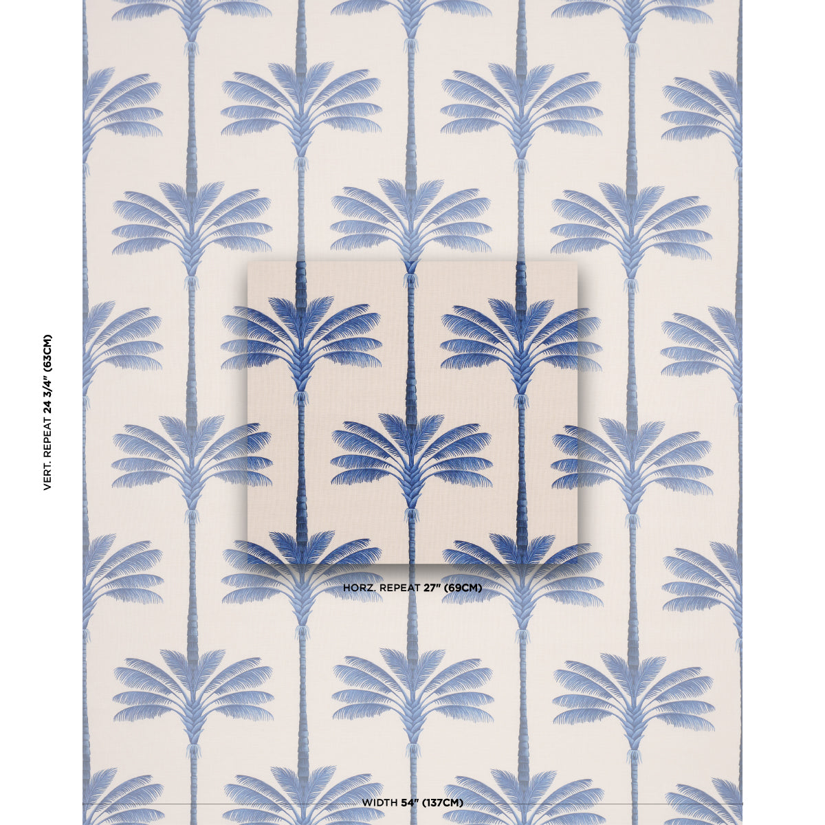 A Palm Is A Palm Print fabric in indigo palm grove color - pattern number 182822 - by Schumacher in the Johanna Ortiz collection
