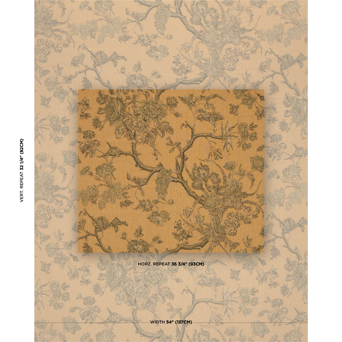 Inverness Garden fabric in document color - pattern number 182830 - by Schumacher in the A Country Life collection