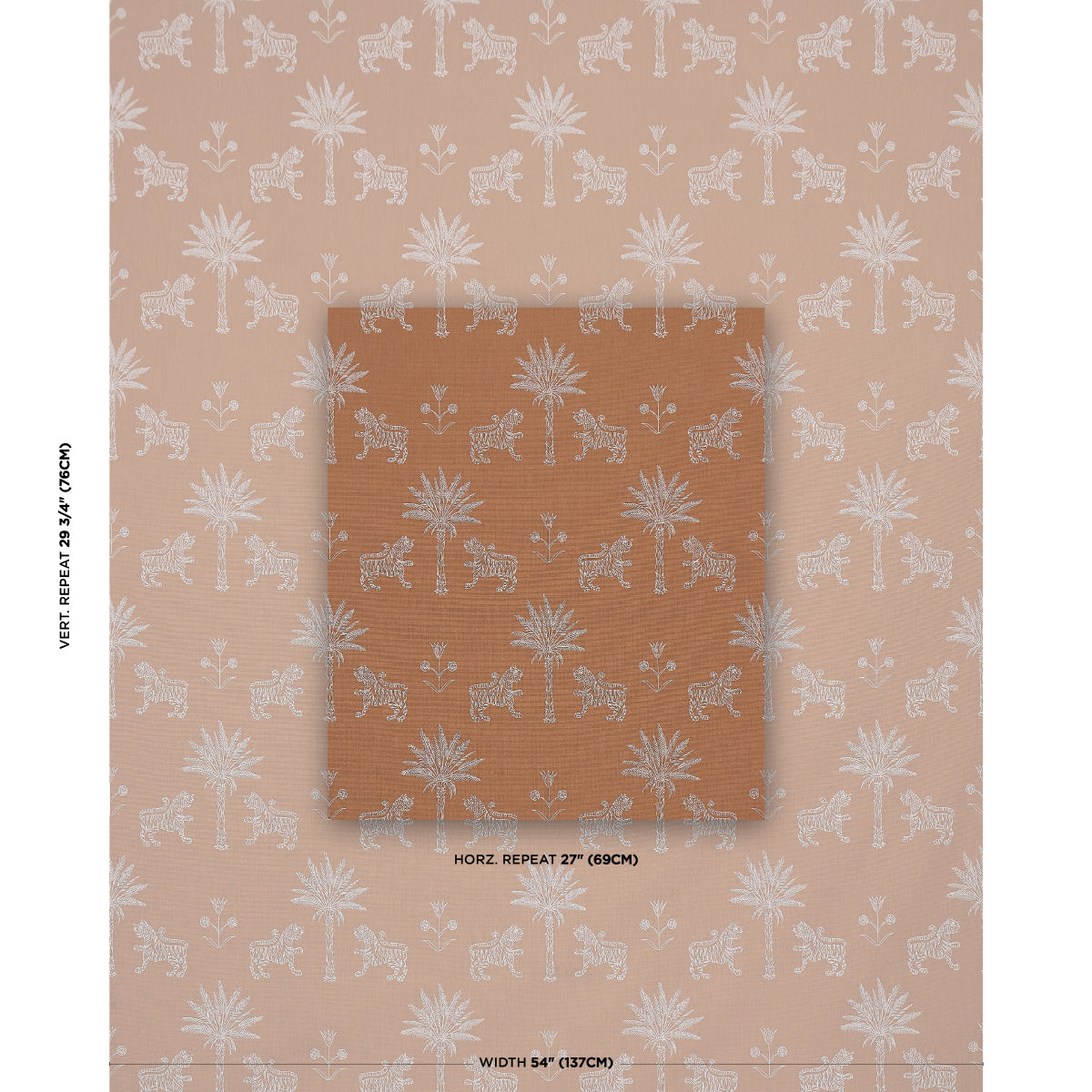 Tiger Palm Silhouette Outdoor fabric in mediterranean spice color - pattern number 182840 - by Schumacher in the Atelier Paris collection