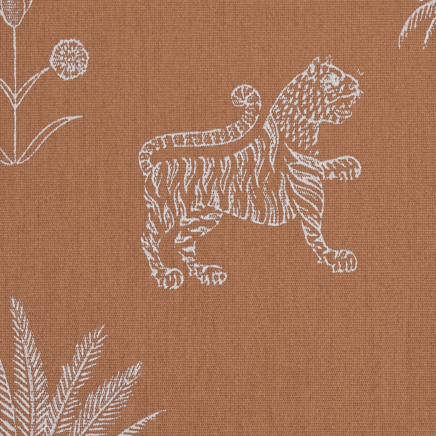 Tiger Palm Silhouette Outdoor fabric in mediterranean spice color - pattern number 182840 - by Schumacher in the Atelier Paris collection