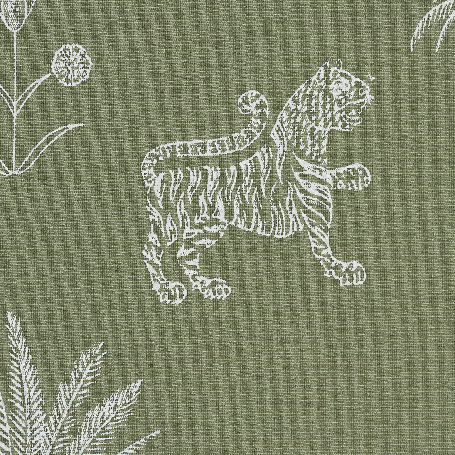 Tiger Palm Silhouette Outdoor fabric in sage color - pattern number 182841 - by Schumacher in the Atelier Paris collection