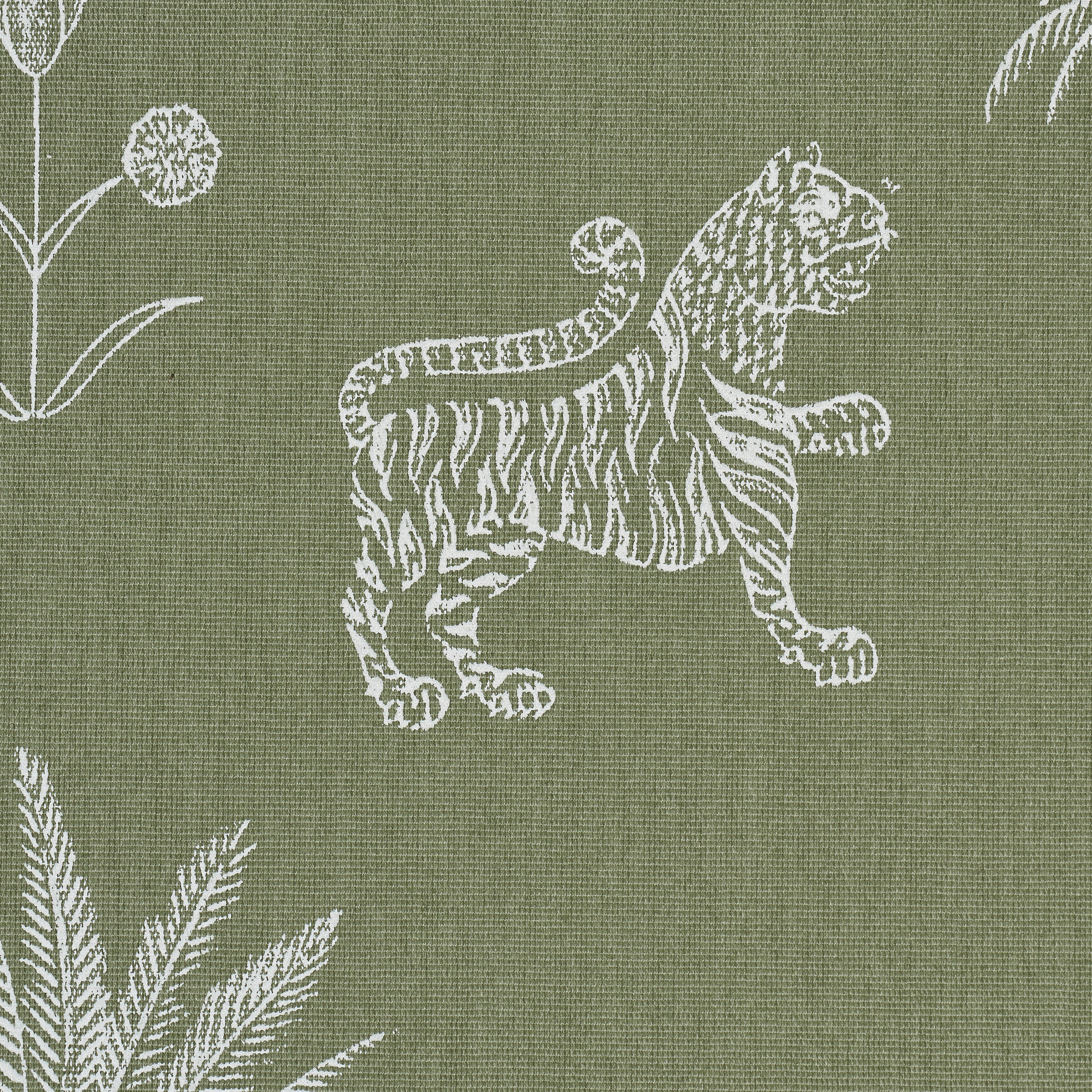 Tiger Palm Silhouette Outdoor fabric in sage color - pattern number 182841 - by Schumacher in the Atelier Paris collection