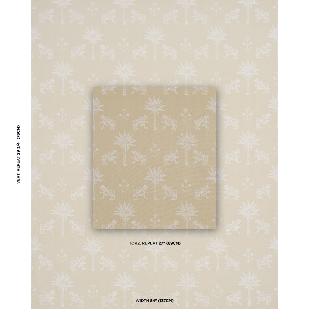 Tiger Palm Silhouette Outdoor fabric in mistral sand color - pattern number 182842 - by Schumacher in the Atelier Paris collection