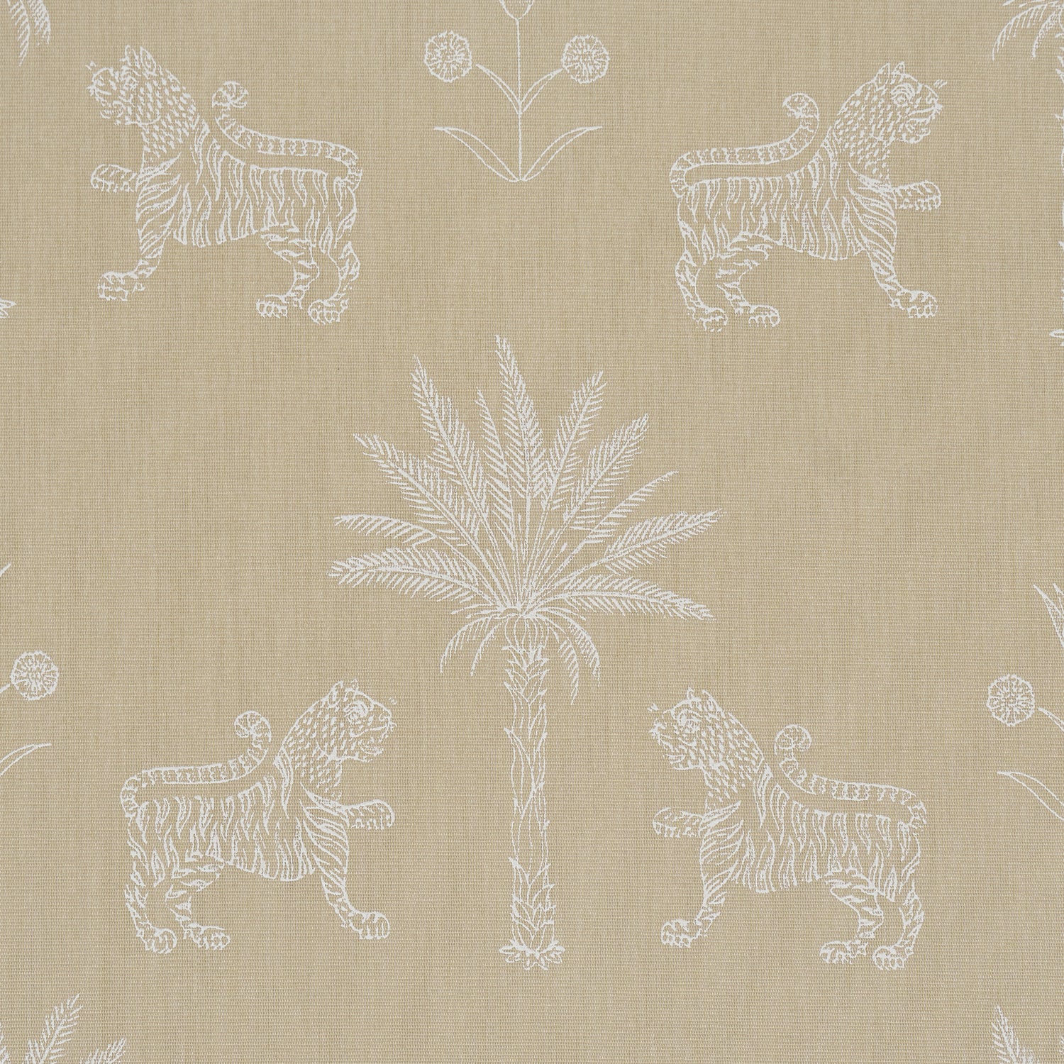 Tiger Palm Silhouette Outdoor fabric in mistral sand color - pattern number 182842 - by Schumacher in the Atelier Paris collection