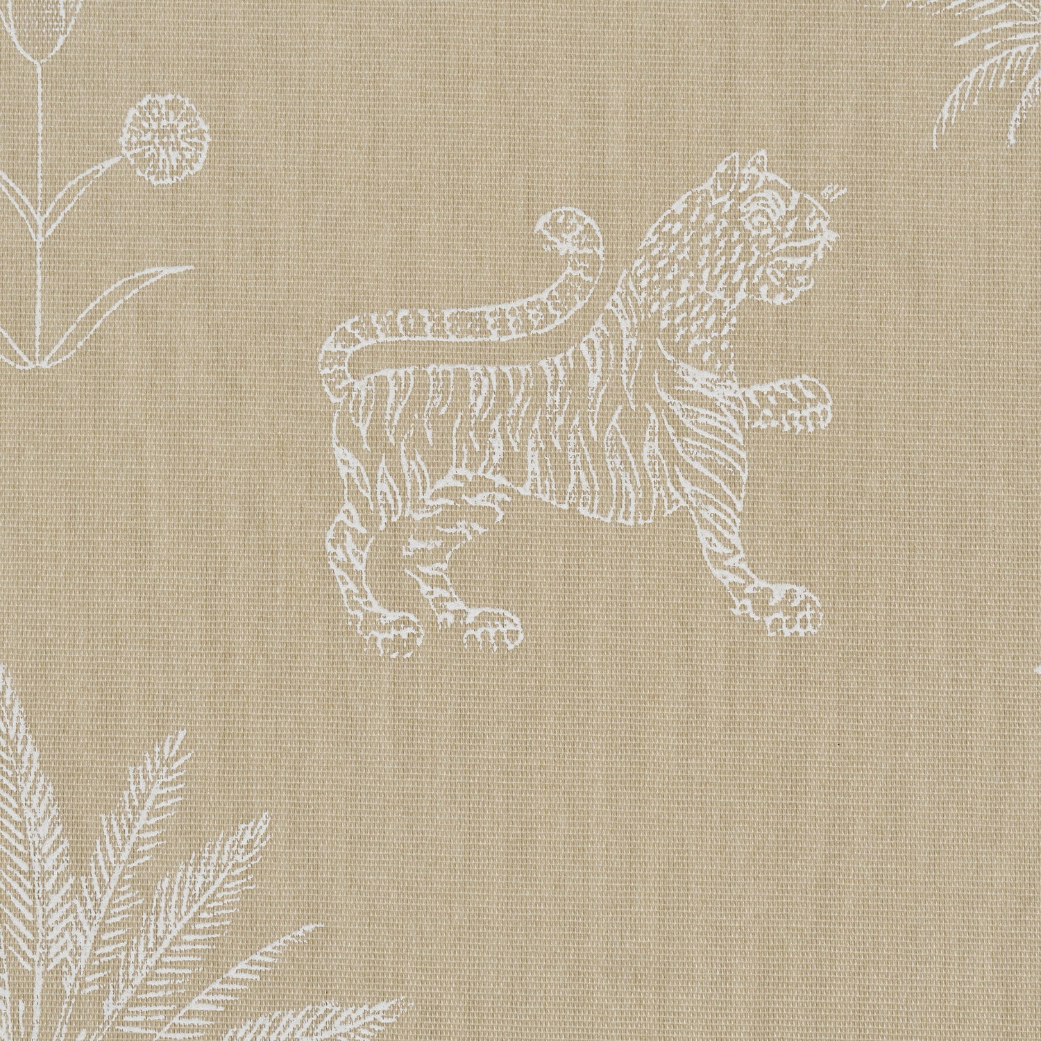 Tiger Palm Silhouette Outdoor fabric in mistral sand color - pattern number 182842 - by Schumacher in the Atelier Paris collection