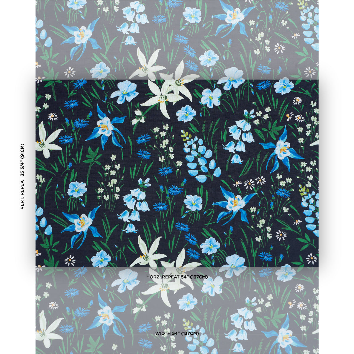 Oz Floral fabric in ebony color - pattern number 182850 - by Schumacher in the Patrick Mele collection
