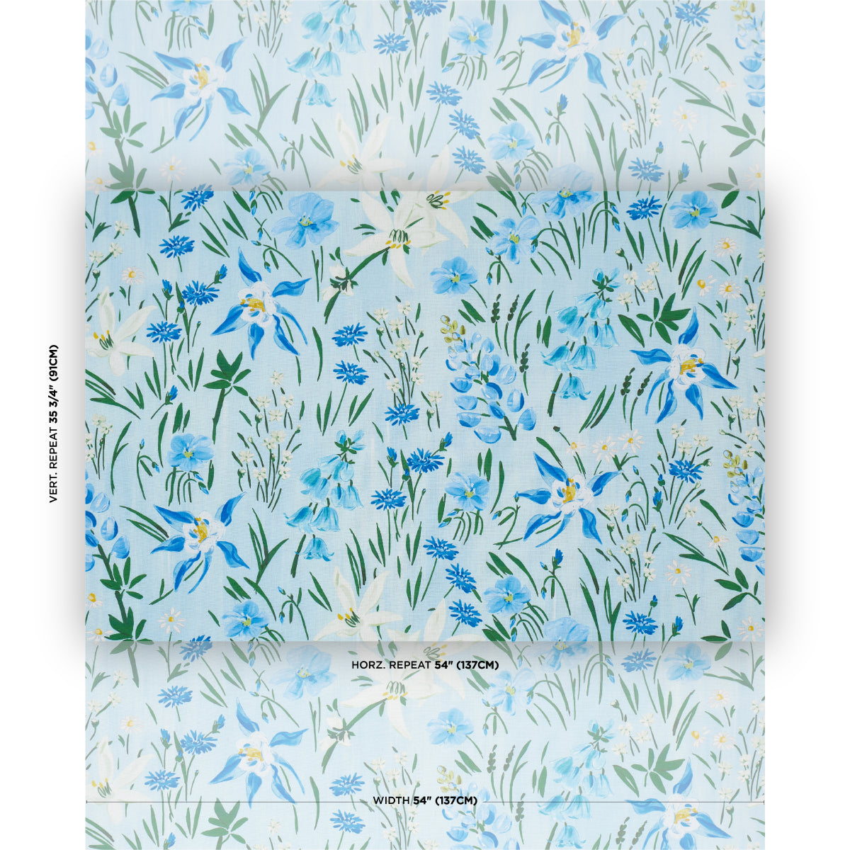 Oz Floral fabric in sky color - pattern number 182851 - by Schumacher in the Patrick Mele collection
