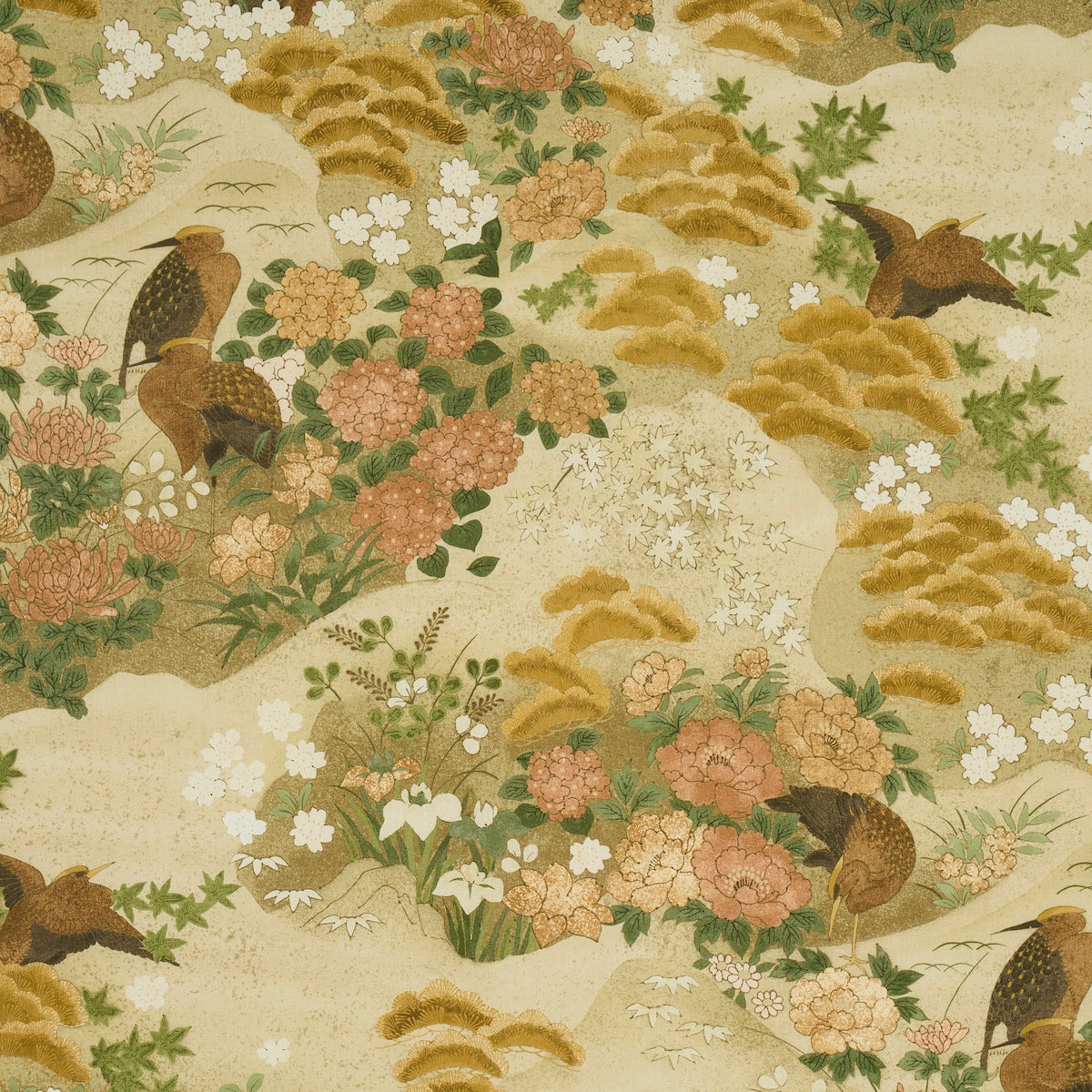 Golden Hills fabric in neutral color - pattern number 182871 - by Schumacher in the Japonisme collection