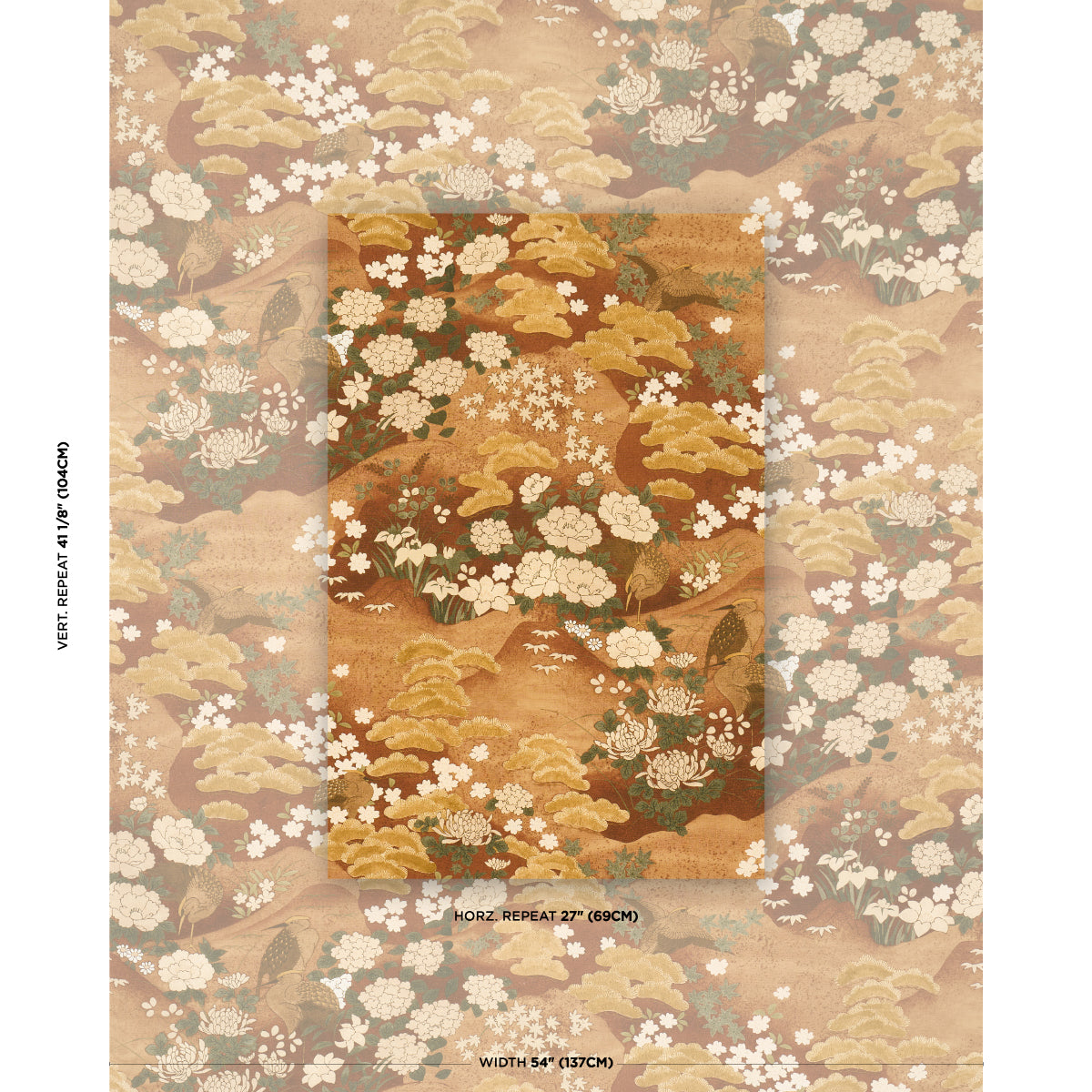 Golden Hills fabric in burgundy color - pattern number 182872 - by Schumacher in the Japonisme collection