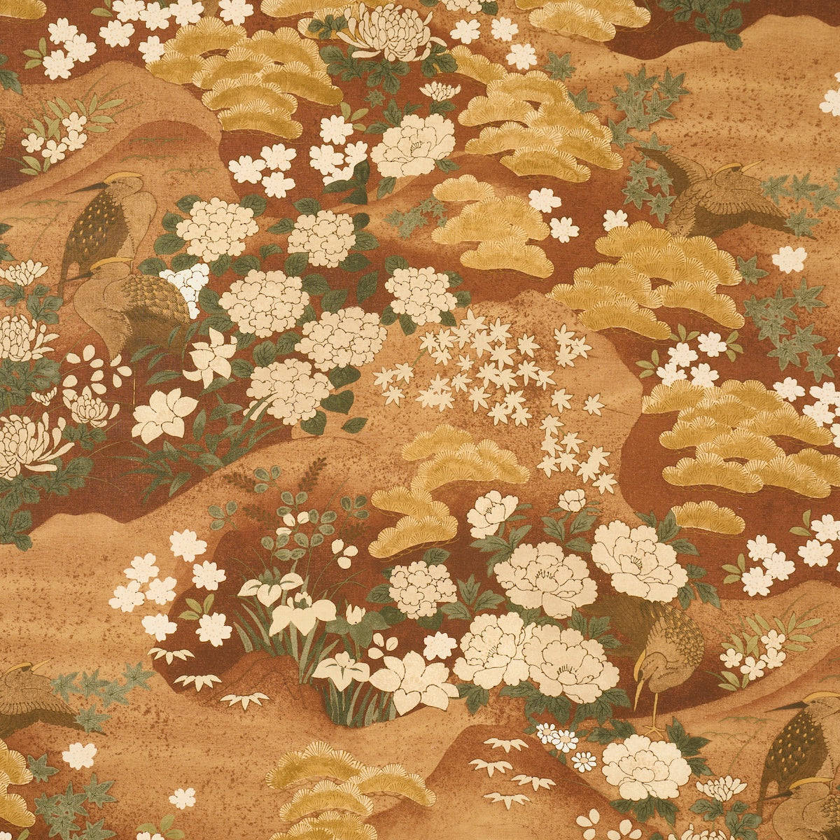 Golden Hills fabric in burgundy color - pattern number 182872 - by Schumacher in the Japonisme collection