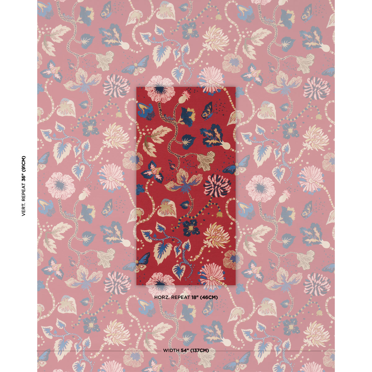 Gloriette fabric in Red color - pattern number 182882 - by Schumacher in the Happy Menocal collection