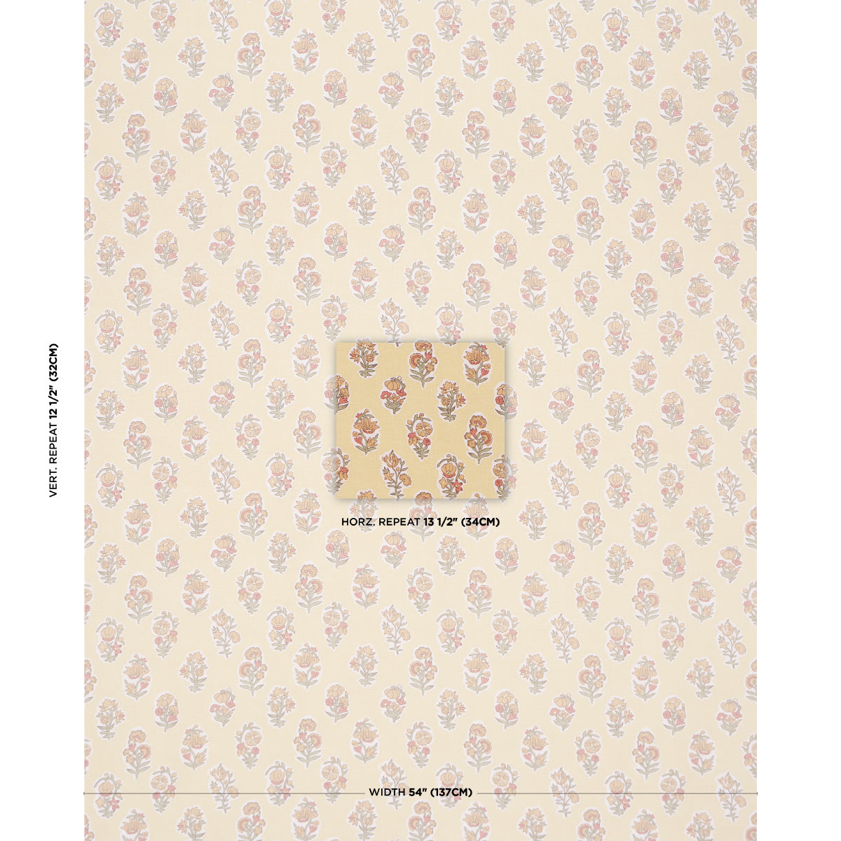 Anessa Hand-Screen Print fabric in Yellow color - pattern number 182890 - by Schumacher in the Bohemia collection