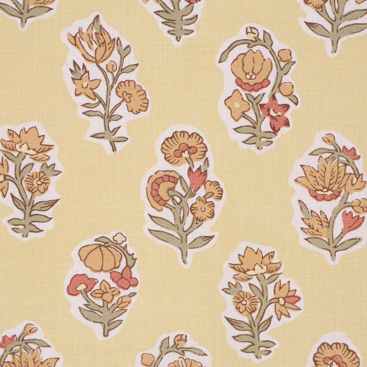 Anessa Hand-Screen Print fabric in Yellow color - pattern number 182890 - by Schumacher in the Bohemia collection