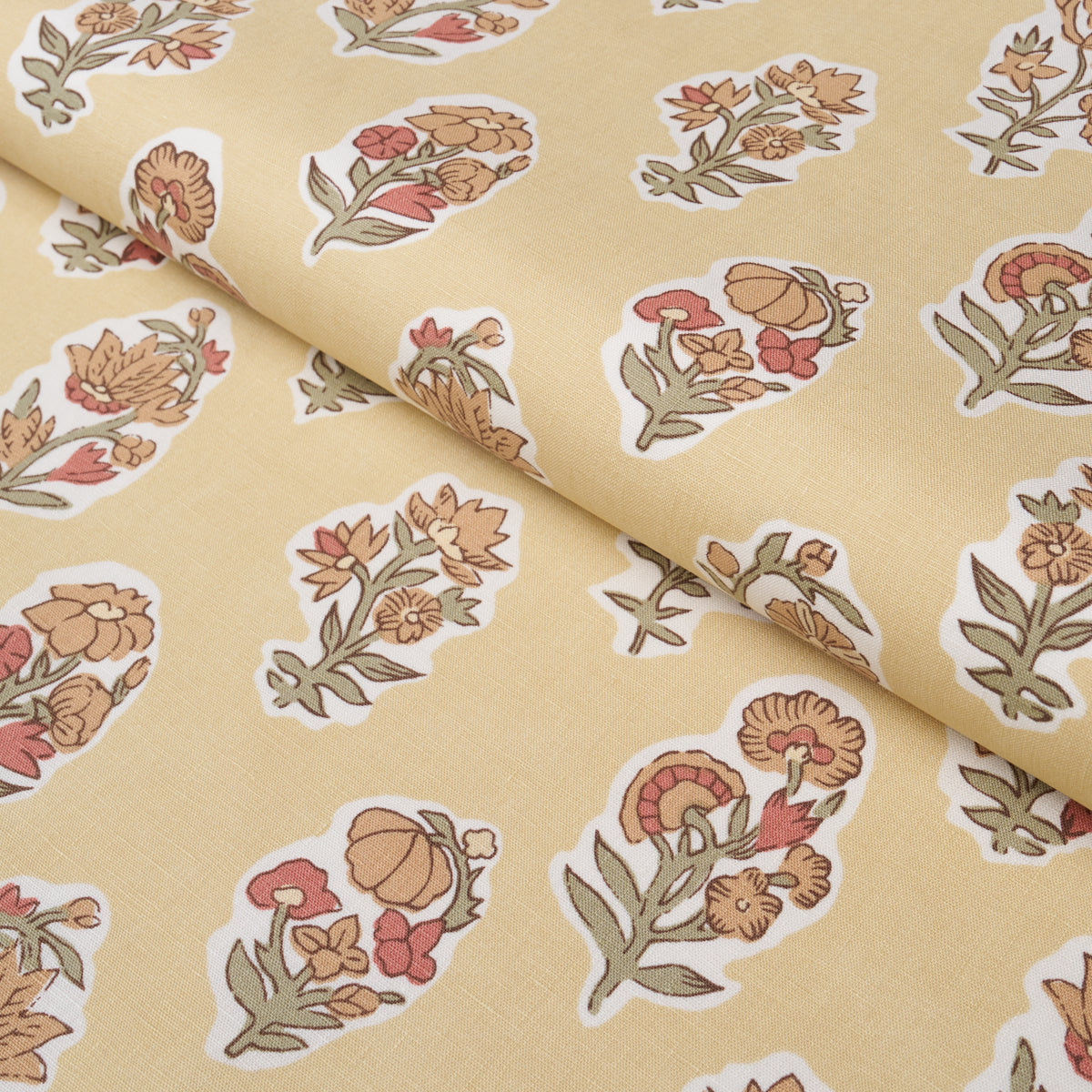 Anessa Hand-Screen Print fabric in Yellow color - pattern number 182890 - by Schumacher in the Bohemia collection