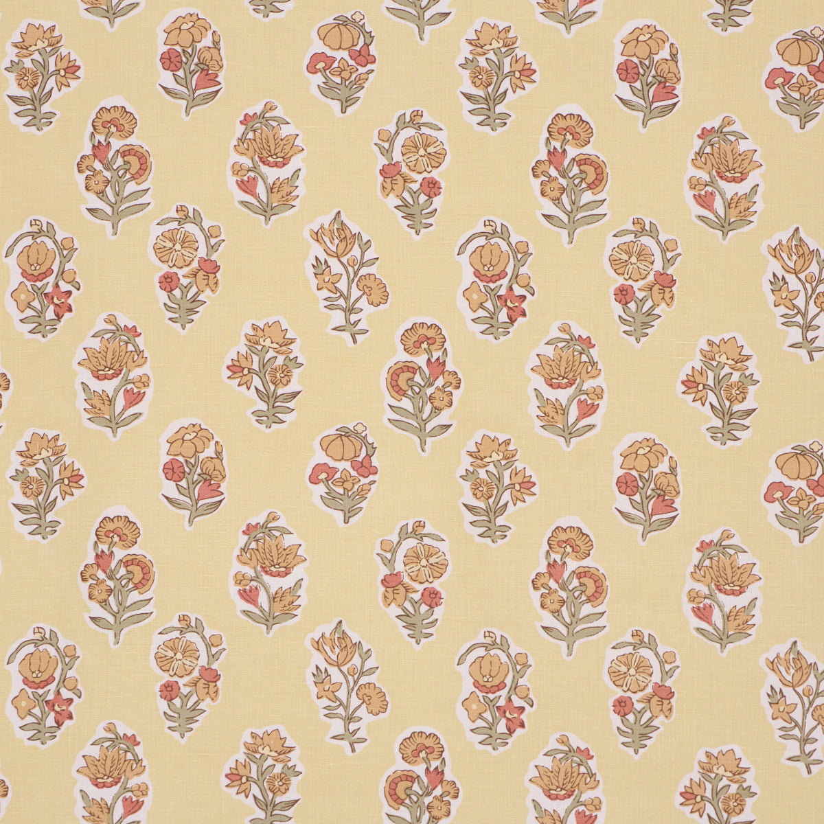 Anessa Hand-Screen Print fabric in Yellow color - pattern number 182890 - by Schumacher in the Bohemia collection