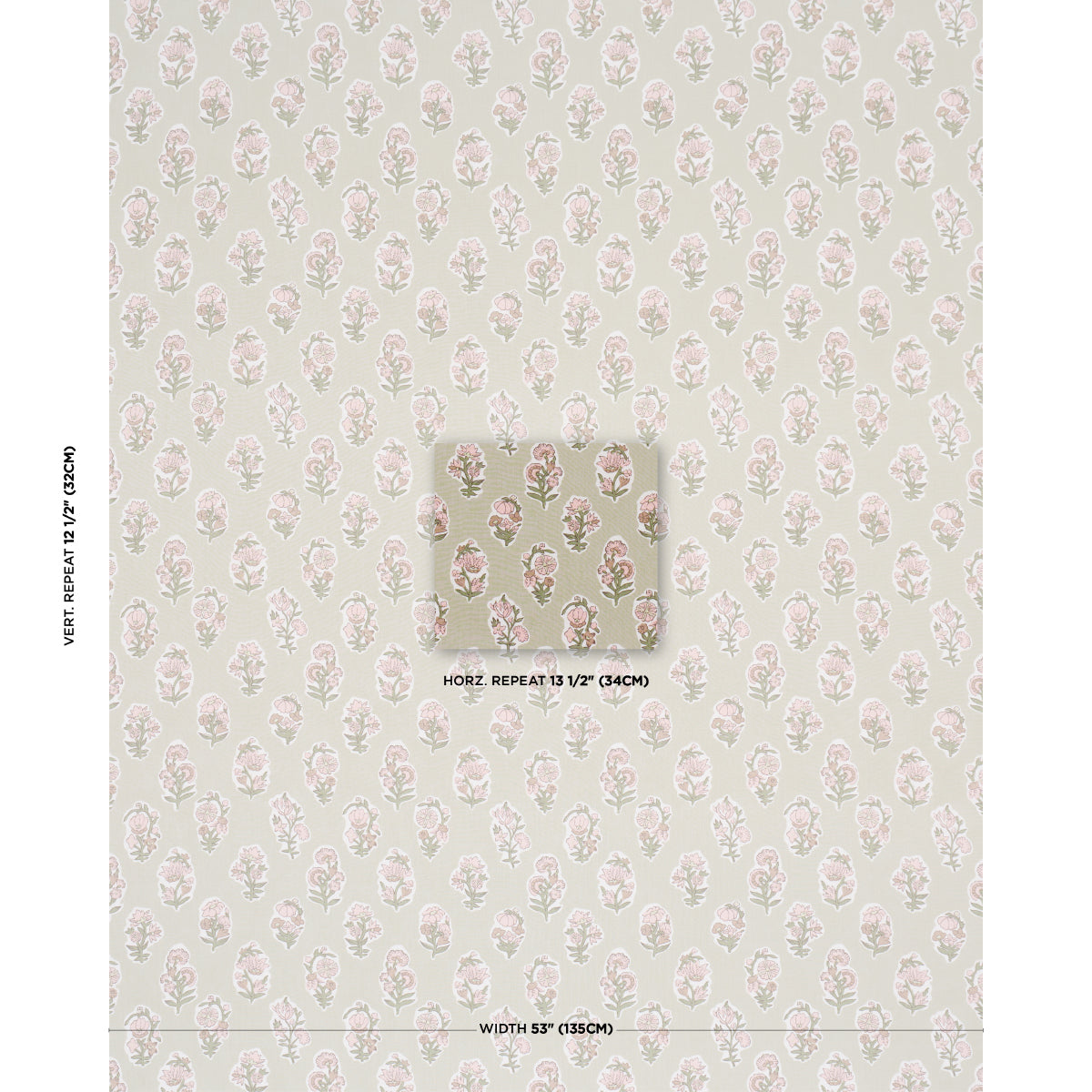 Anessa Hand-Screen Print fabric in Petal color - pattern number 182891 - by Schumacher in the Bohemia collection