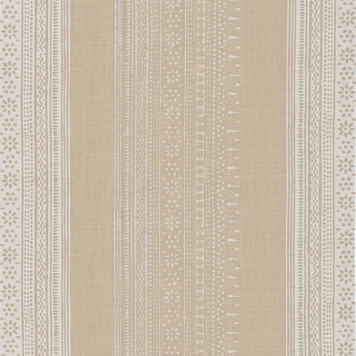 Calista Block Print fabric in Natural color - pattern number 182901 - by Schumacher in the Bohemia collection