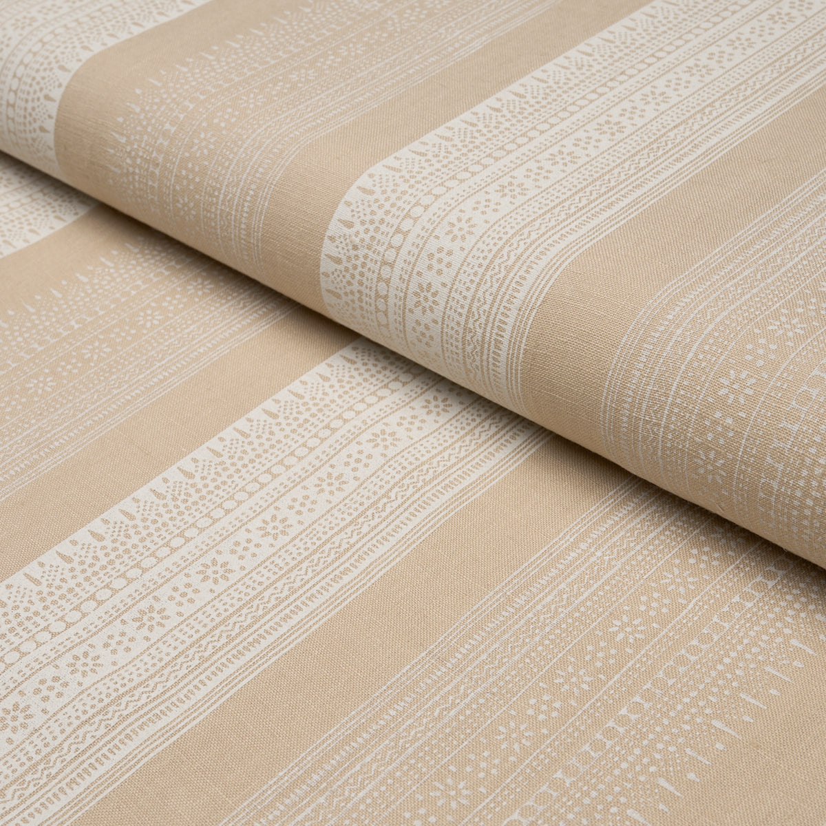 Calista Block Print fabric in Natural color - pattern number 182901 - by Schumacher in the Bohemia collection