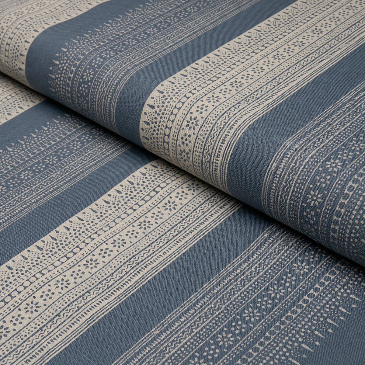 Calista Block Print fabric in Indigo color - pattern number 182902 - by Schumacher in the Bohemia collection