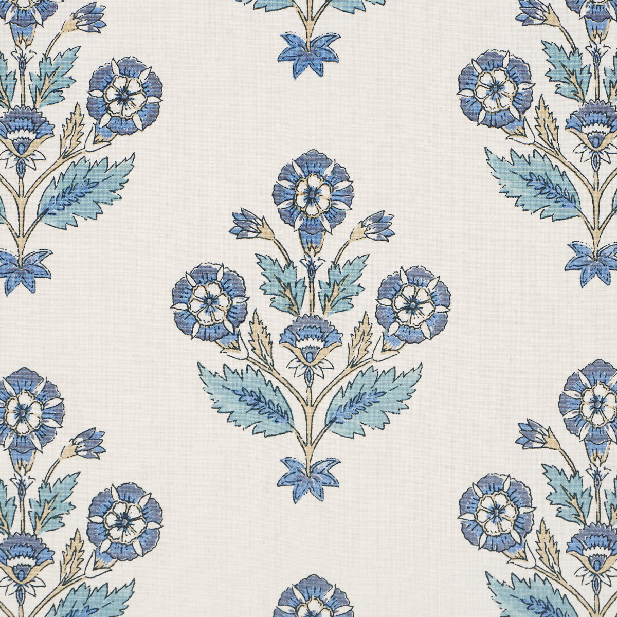 Dalila Hand-Screen Print fabric in Blue color - pattern number 182910 - by Schumacher in the Bohemia collection