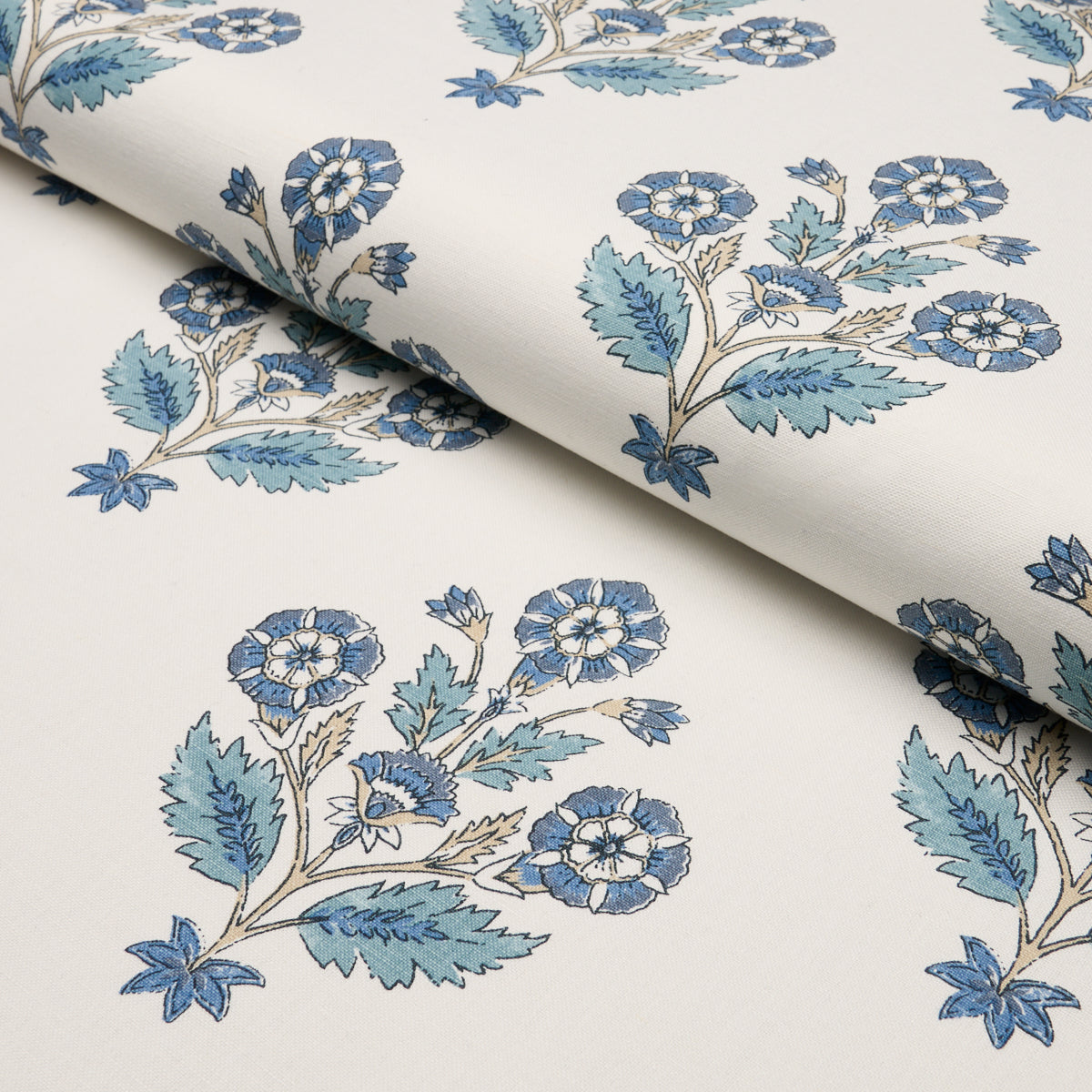 Dalila Hand-Screen Print fabric in Blue color - pattern number 182910 - by Schumacher in the Bohemia collection