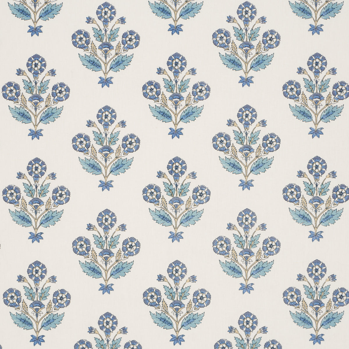 Dalila Hand-Screen Print fabric in Blue color - pattern number 182910 - by Schumacher in the Bohemia collection