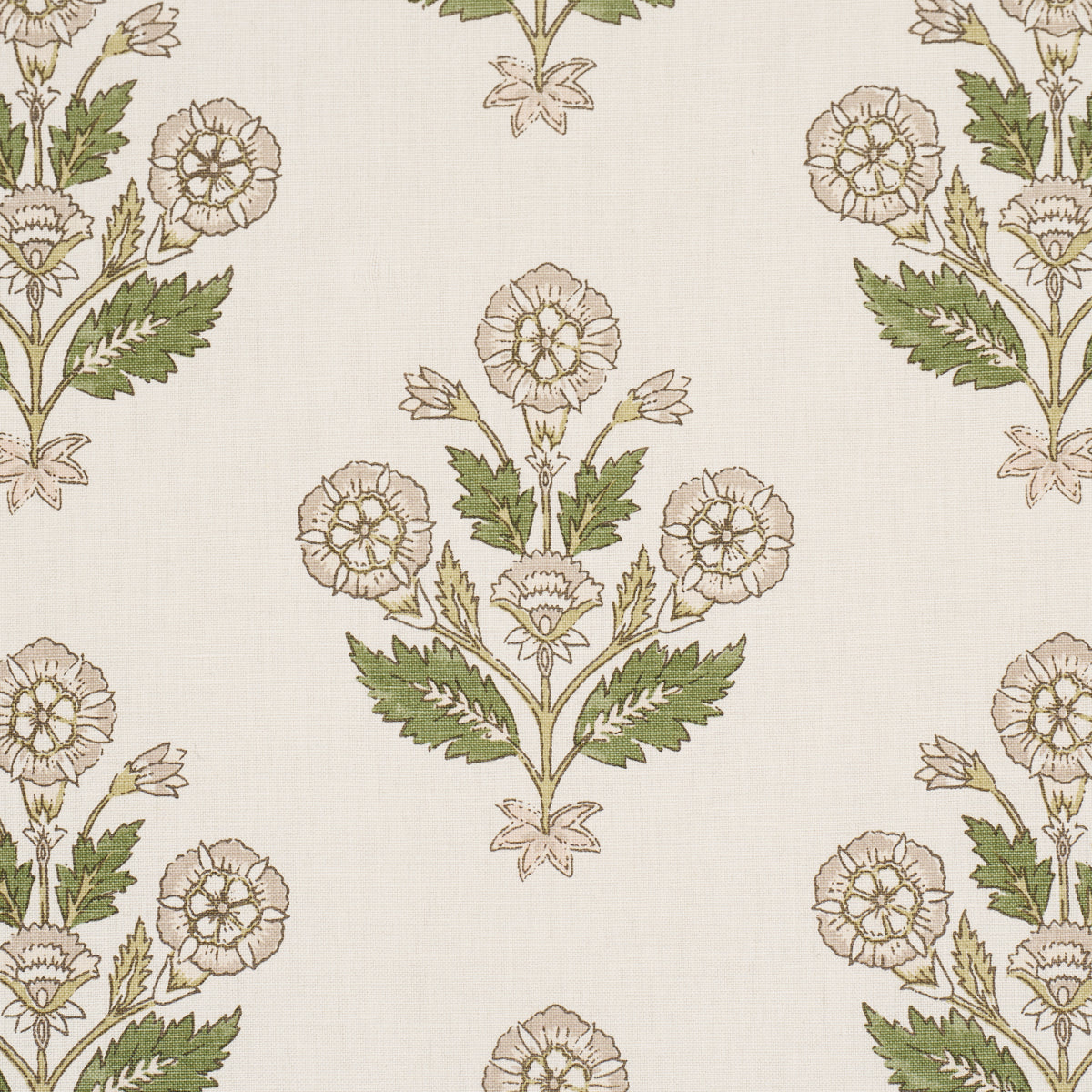 Dalila Hand-Screen Print fabric in Green color - pattern number 182911 - by Schumacher in the Bohemia collection