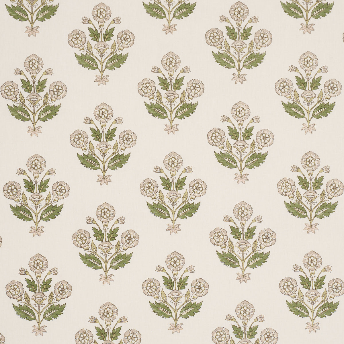 Dalila Hand-Screen Print fabric in Green color - pattern number 182911 - by Schumacher in the Bohemia collection