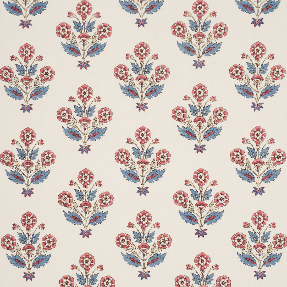 Dalila Hand-Screen Print fabric in Red &amp; Blue color - pattern number 182912 - by Schumacher in the Bohemia collection