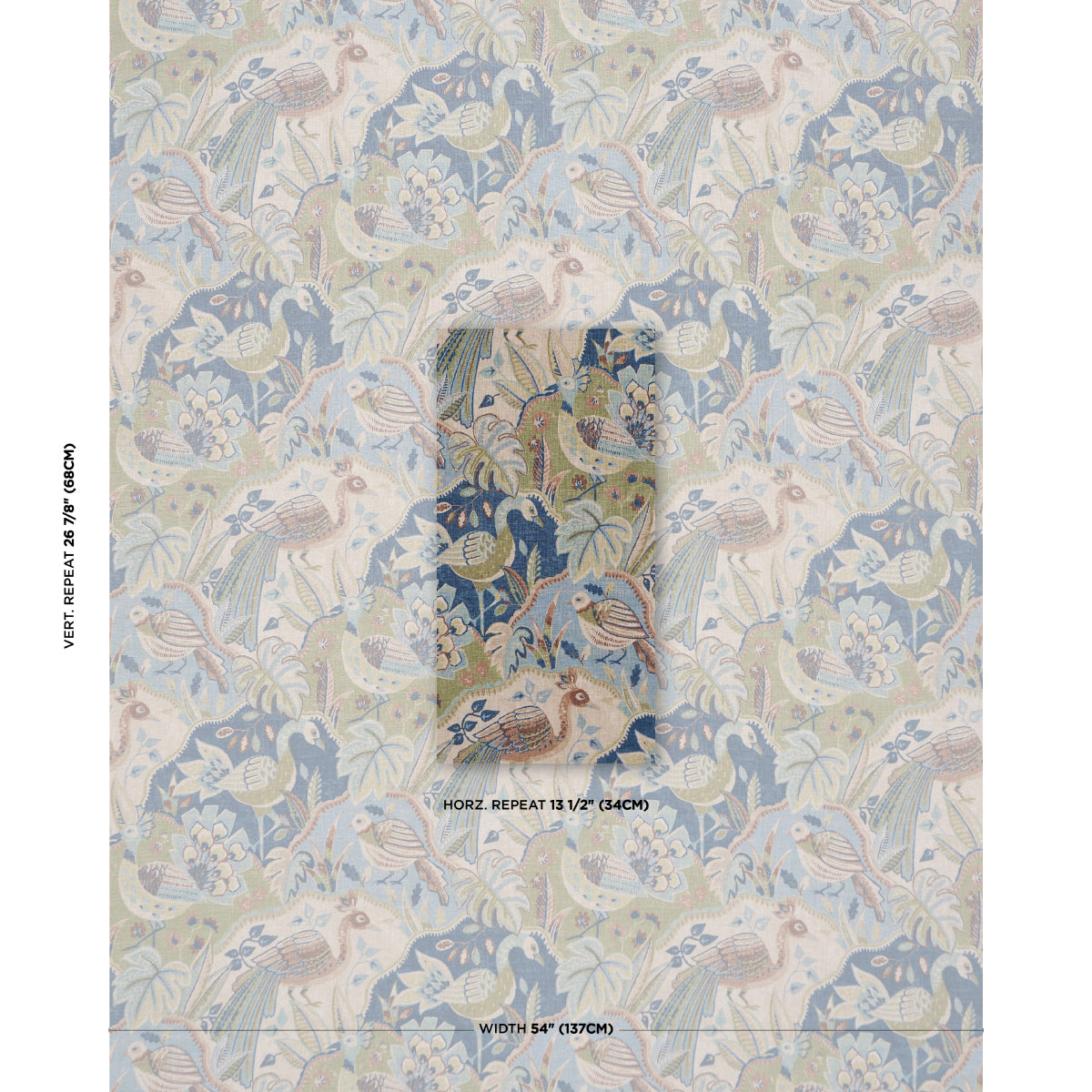 Soraya fabric in Blue color - pattern number 182932 - by Schumacher in the Bohemia collection