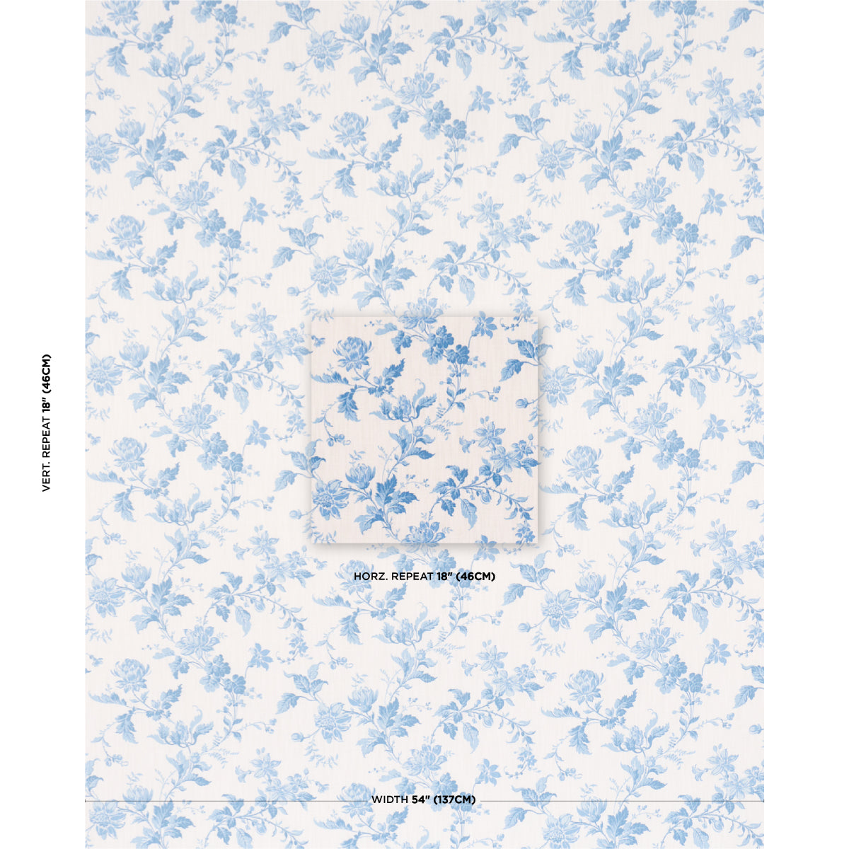 Blomslinga fabric in blue and white color - pattern number 182941 - by Schumacher in the Borastapeter collection